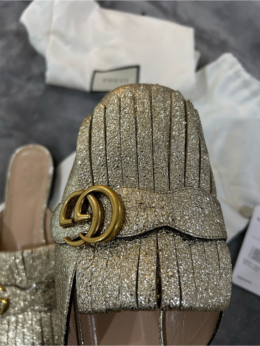 Gucci Marmont metallic Fringe mules Size 40 - Picture 2 of 7